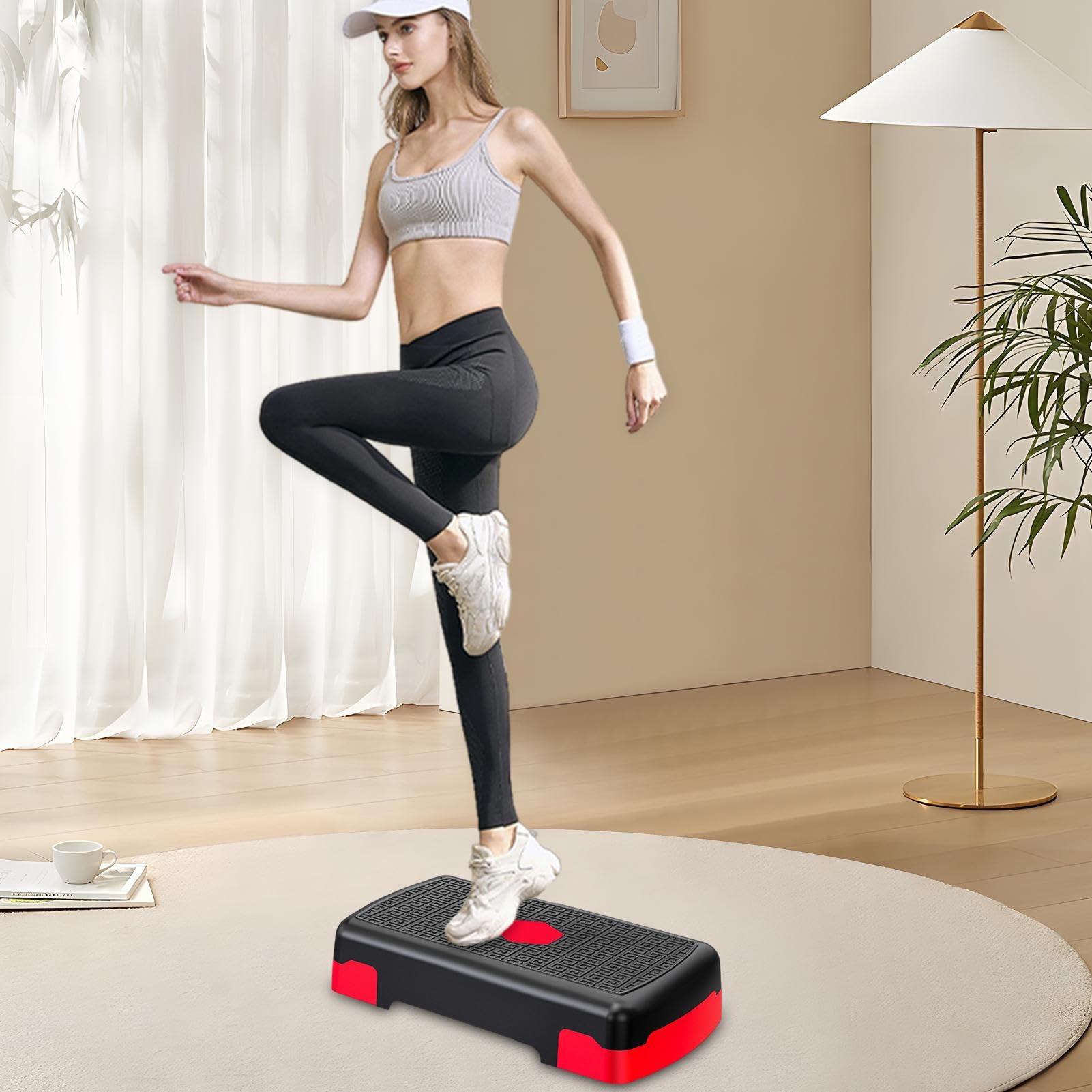 Stepper aerobowy, regulowana wysokość, deska do ćwiczeń, antypoślizgowa deska z 3 stopniami, kompaktowy i lekki, idealny do domowej siłowni, treningu siłowego cardio, 40 cm