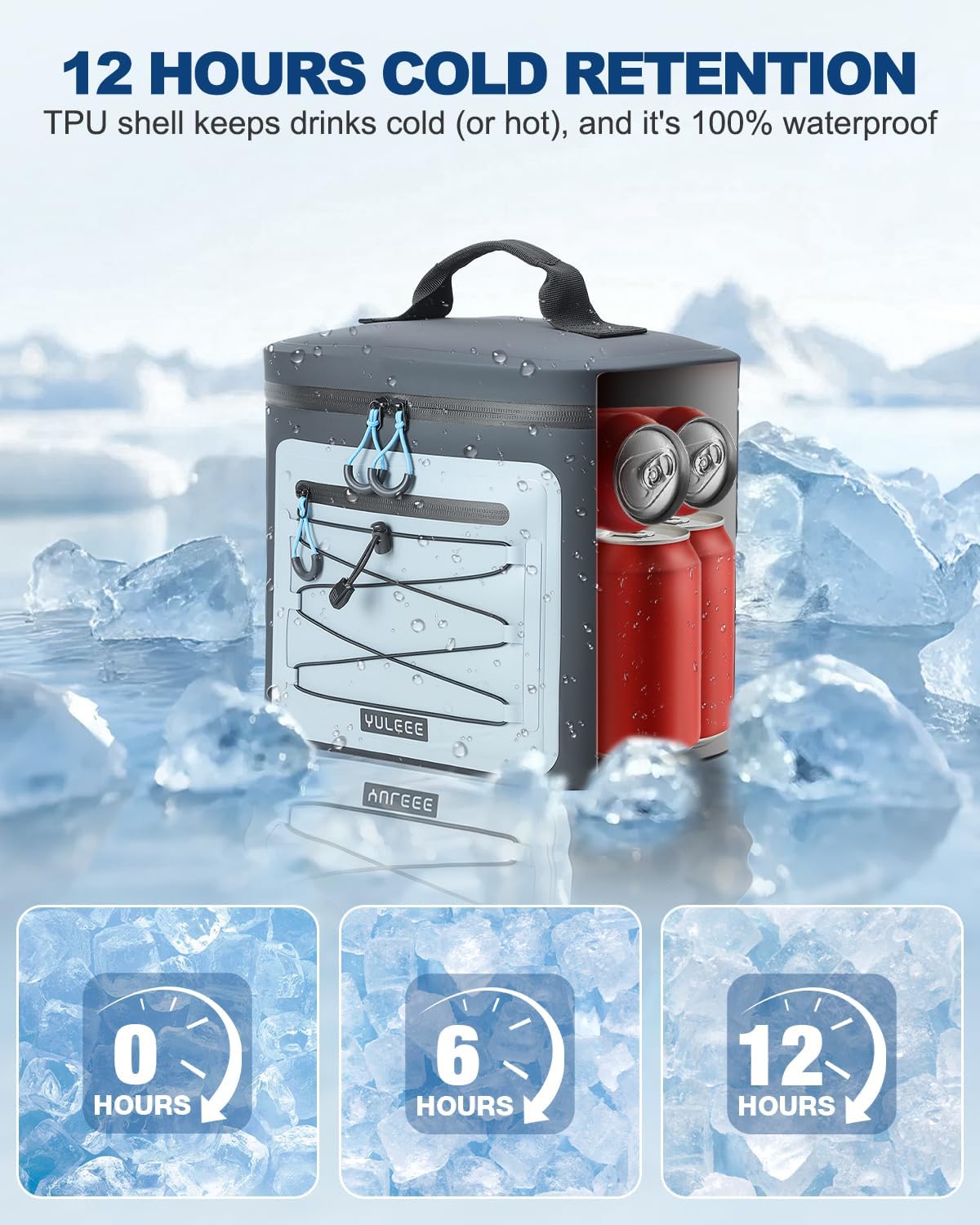 Cooler Bag, 7/16/30 Can Soft Sided Small Portable Insulated Cooling Pack, Everyday Lunch Cooler, Leakproof Ice Chest for Beach, Camping, Travel, Picnic - Image 8