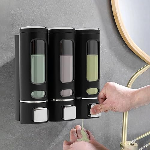 Miniatura 4 de CNCEST Dispensador de jabón de ducha 3 en 1, separador de jabón para baño, dispensador de champú y acondicionador, separador de ducha de 3 cámaras,