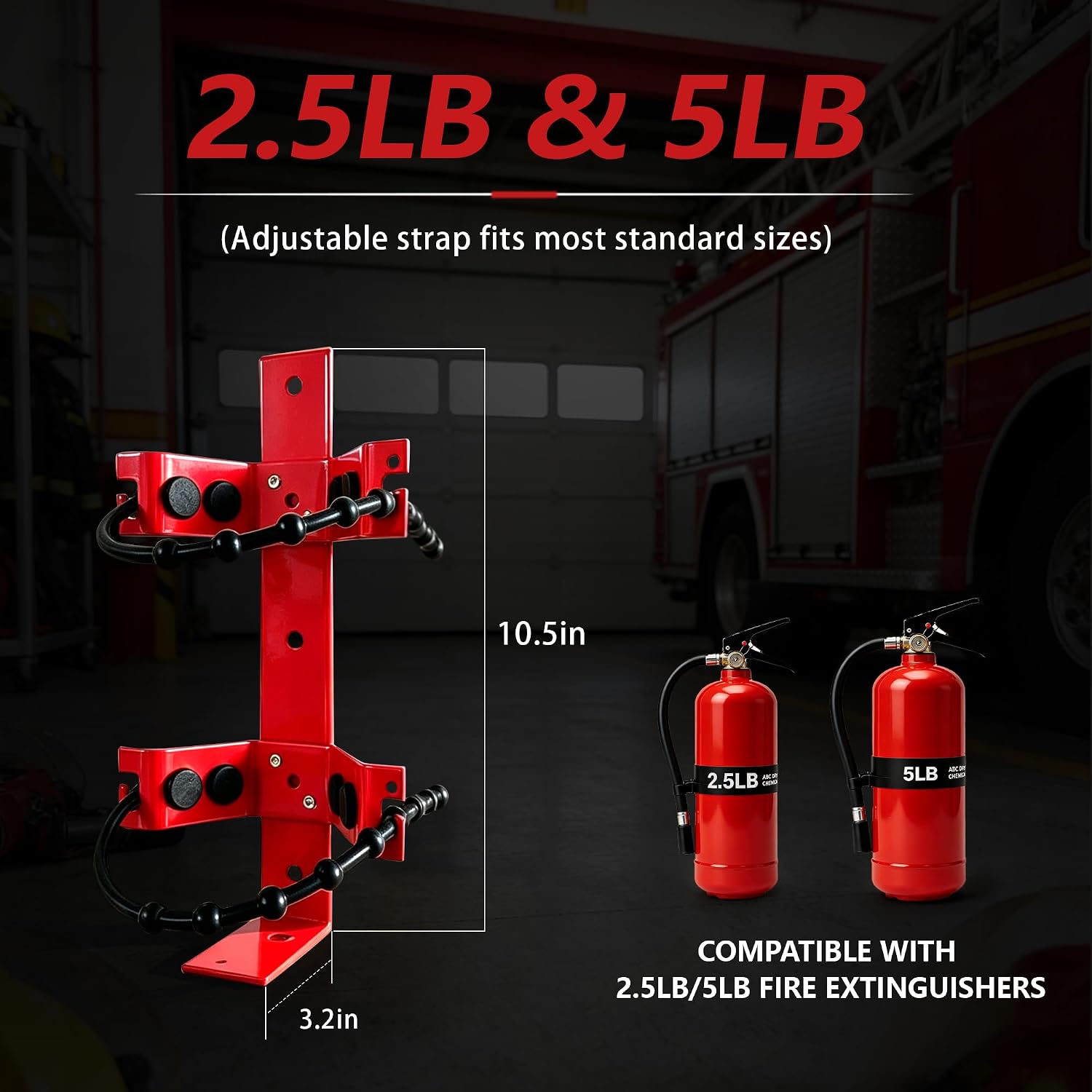 Fire Extinguisher Mount Bracket for 2.5 to 5 lb Extinguishers, Heavy Duty Quick Release Wall Mount Holder (1 Pack)