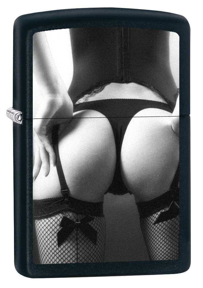Zippo Lighter Midnight Girl Collection - View from Behind 1 Black Matte 75048