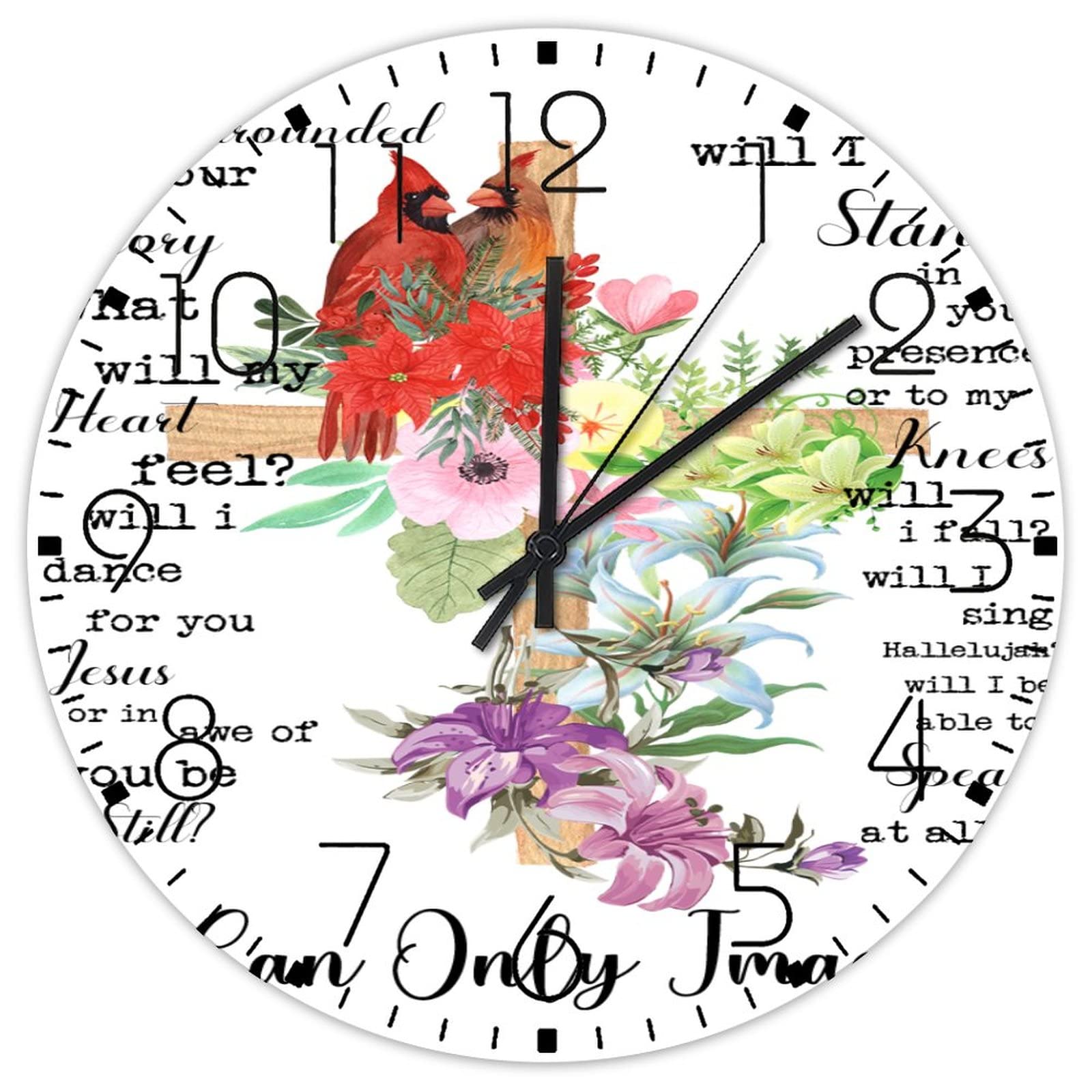 Horloge murale en bois 38 cm cadeau chrétien motif cardinal rouge