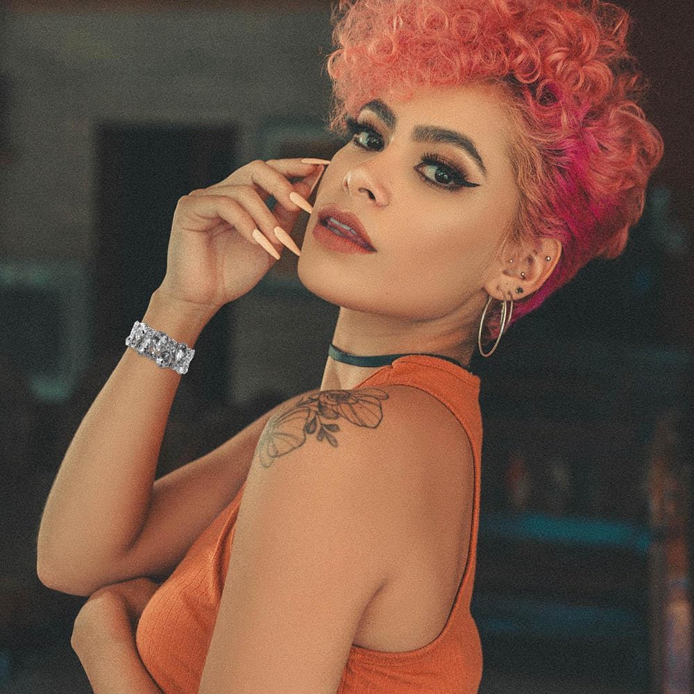 Madison Tyler Sparkle Rhinestone Stretch Bracelets for Women | Gold Rhinestone Pearl Bridal Bracelet | Wedding Party Prom Bracelet for Women - Image 5