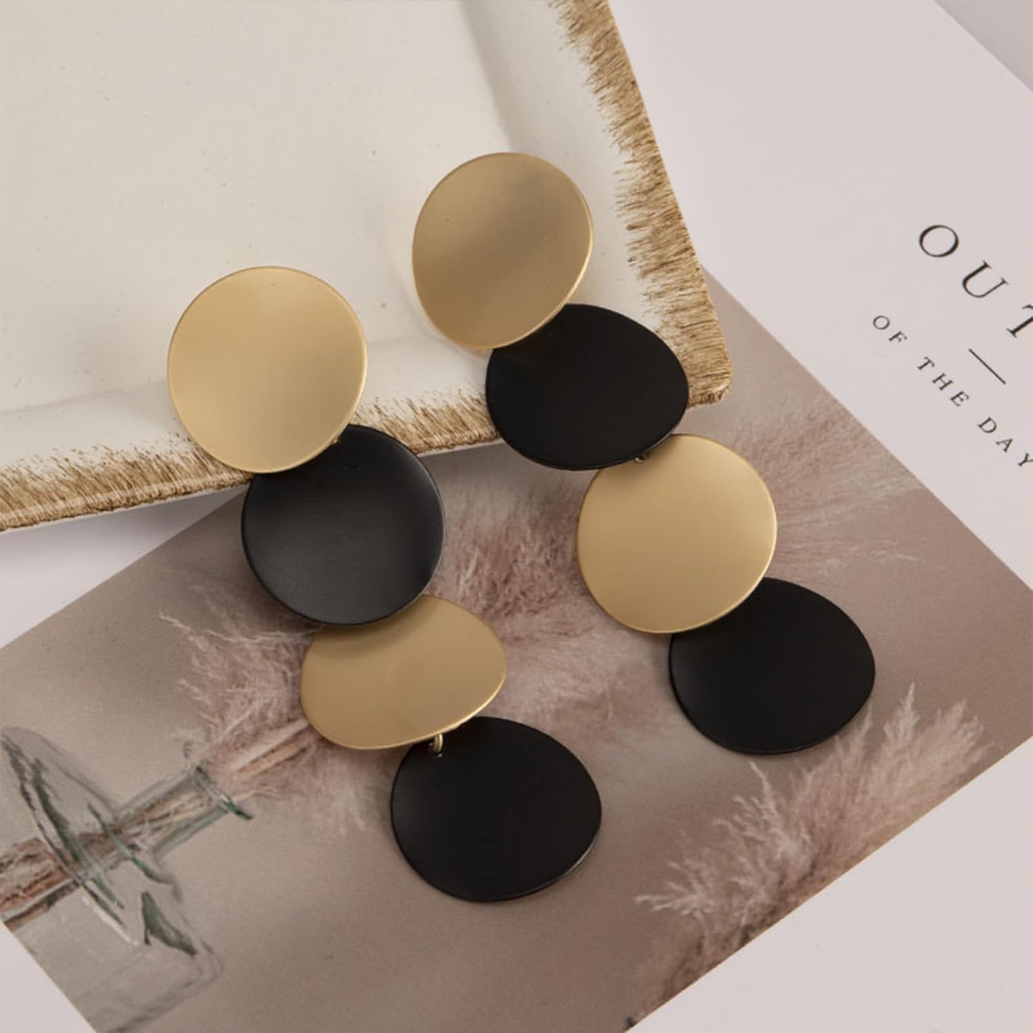 Gold Black Fashion Long Statement Drop Earrings Multi Heart Drop Dangle Earrings Geometric Drop Earrings For Women - Image 5