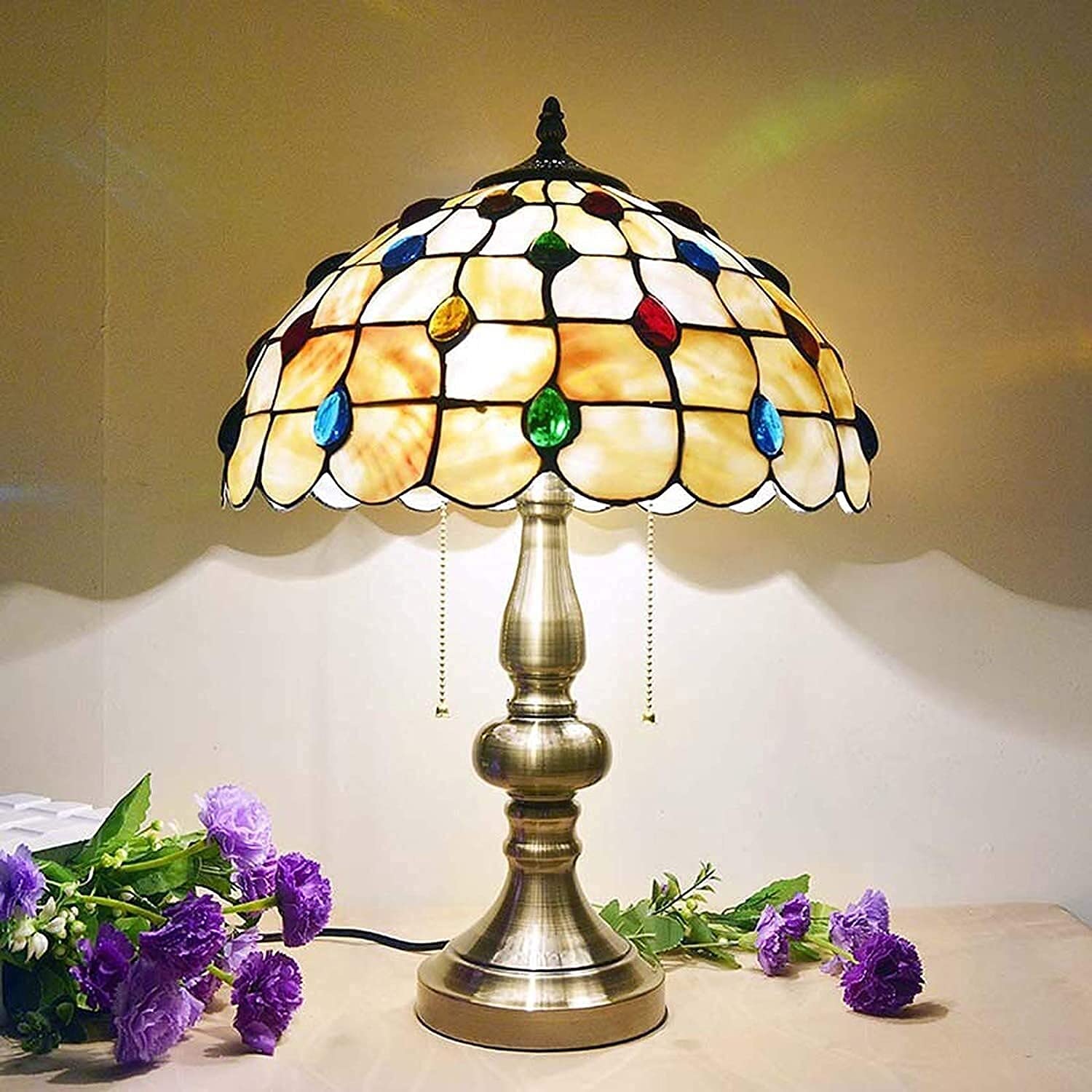 Lampy podłogowe/stołowe Lampa stołowa z abażurem z kryształowym abażurem w stylu śródziemnomorskim do gabinetu, biura, baru domowego, sypialni Dekoracyjne i luksusowe (35,5 cm A)