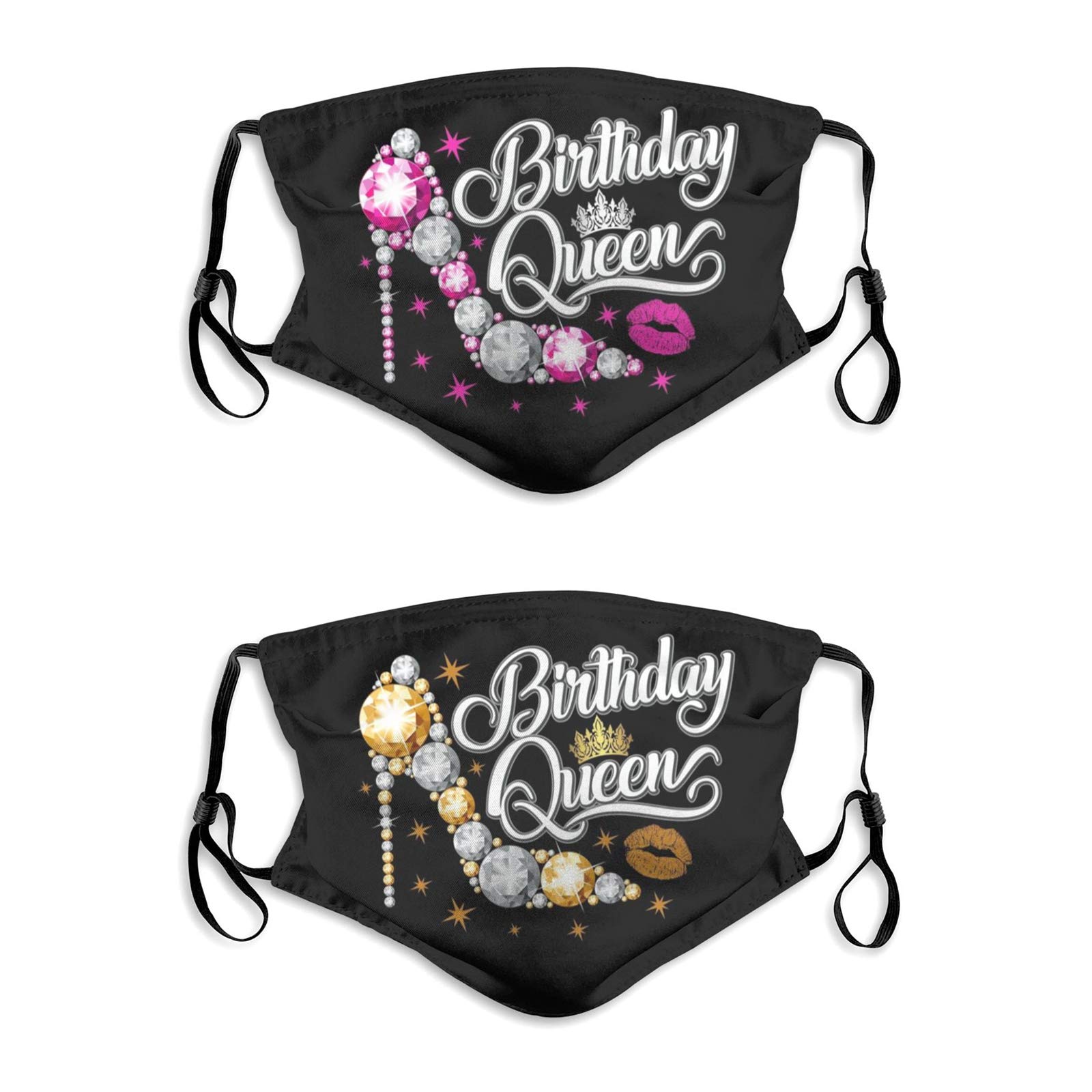 2 Pcs Birthday Gift Face Mask Washable Reusable Bandanas with Filter Pocket Adjustable Earloops for Adult Men Women