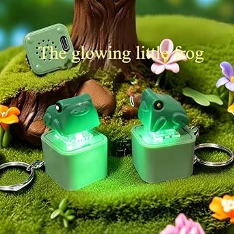 Frog Keychain with Sound,Frog LED Keychain with Sound,Rechargeable Keyboard Clicker for Stress Relief Anxiety Fun Gifts