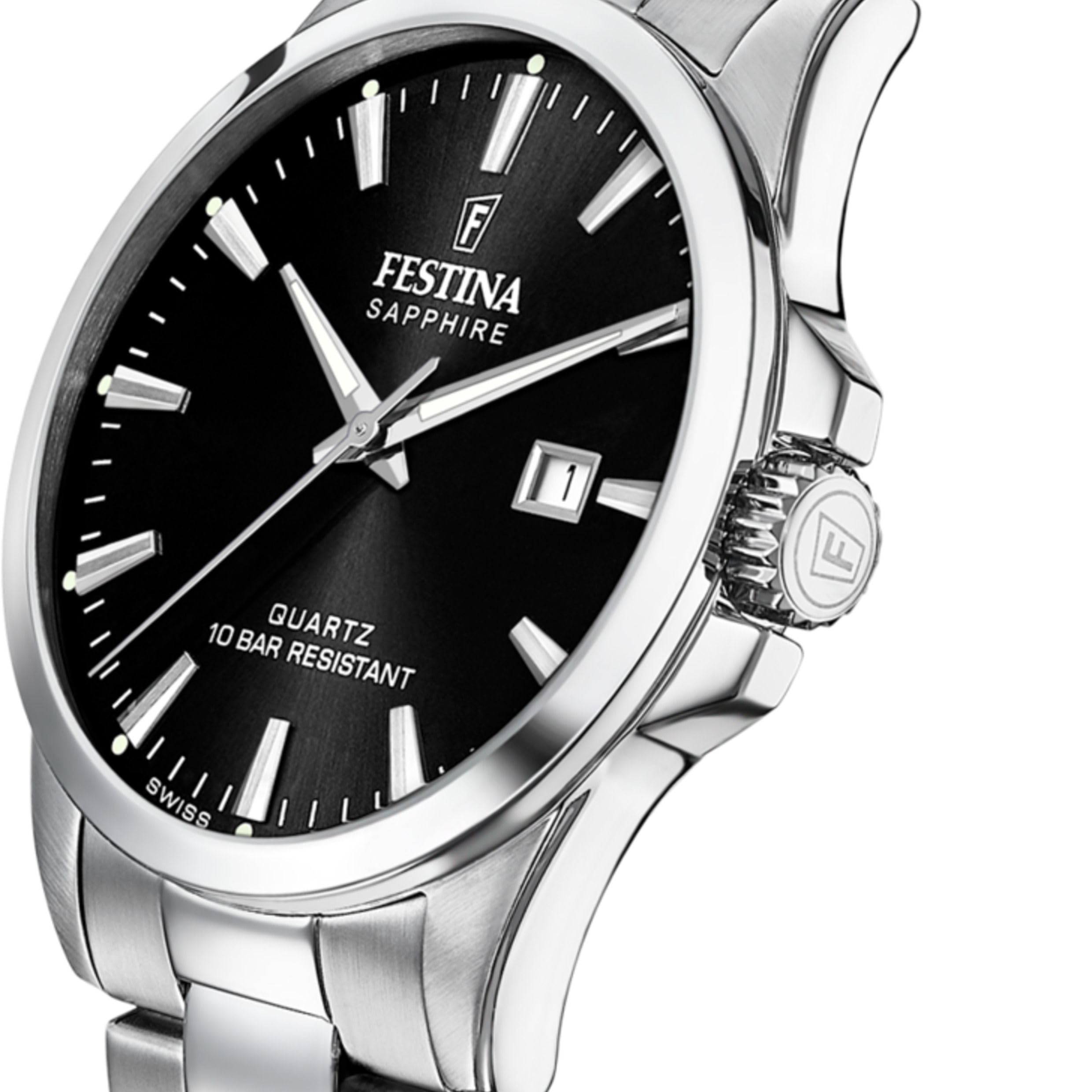 Festina Uhr Für Herren F20024/4 Swiss Made Silber Edelstahl Case SilberEdelstahl Band