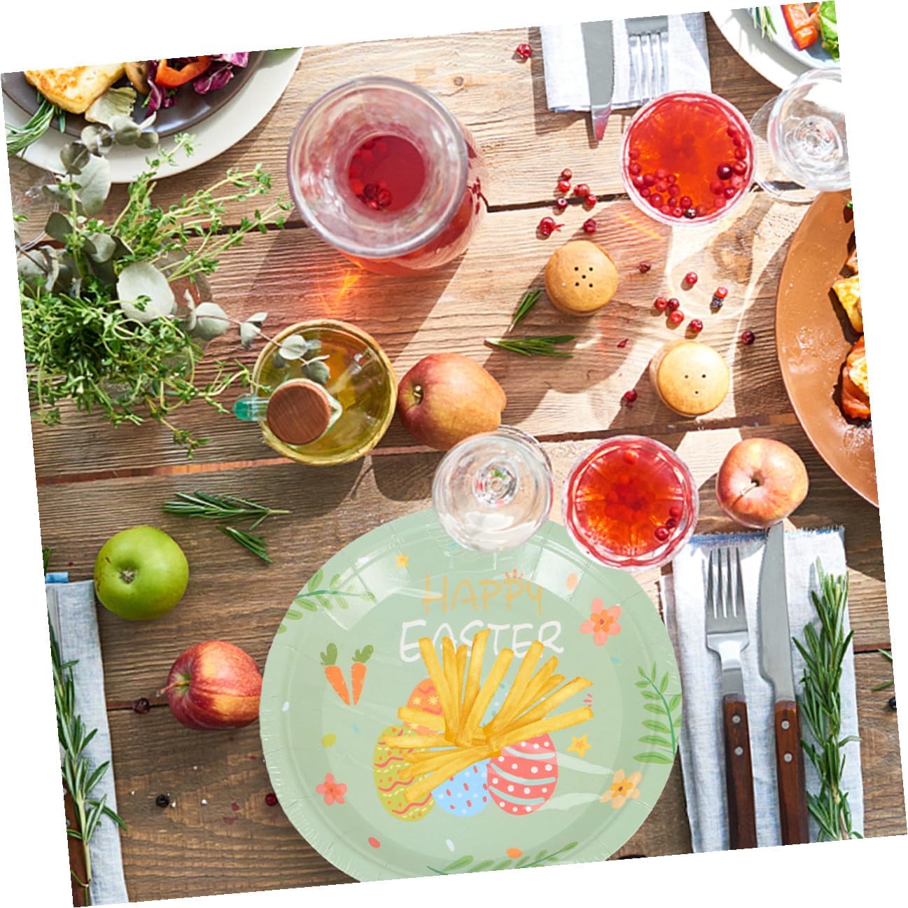 48 Pcs Easter Bunny Paper Plates 7-inch Disposable round Paper Plates for Party Catering Festival Food Gathering Dinner
