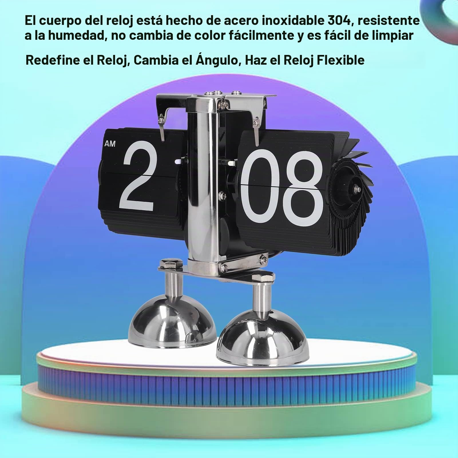 HERCHR Reloj De Escritorio con Tapa, Reloj Mecánico Retro Abatible hacia Abajo, Cambio De Página Automático, Relojes De Cuarzo, Reloj Digital con Engranaje Interno