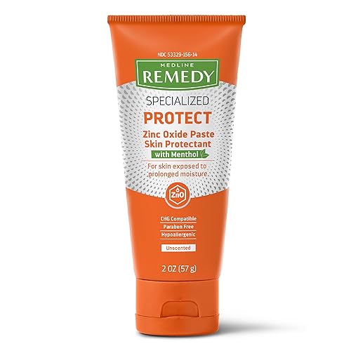 Medline Remedy Pasta especializada de óxido de zinc con mentol (tubo de 2 onzas), sin perfume, calamina, cuidado de la incontinencia, dermatitis del