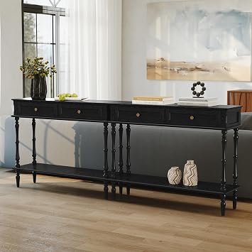 ARTPOWER Console Table for Entryway with 2 Drawer Set of 2,10 mins Assembly | Solid Wood Veneer Entry Table, Behind Couch Sofa Table with Open Storage Shelf for Living Room, Foyer, Hallway