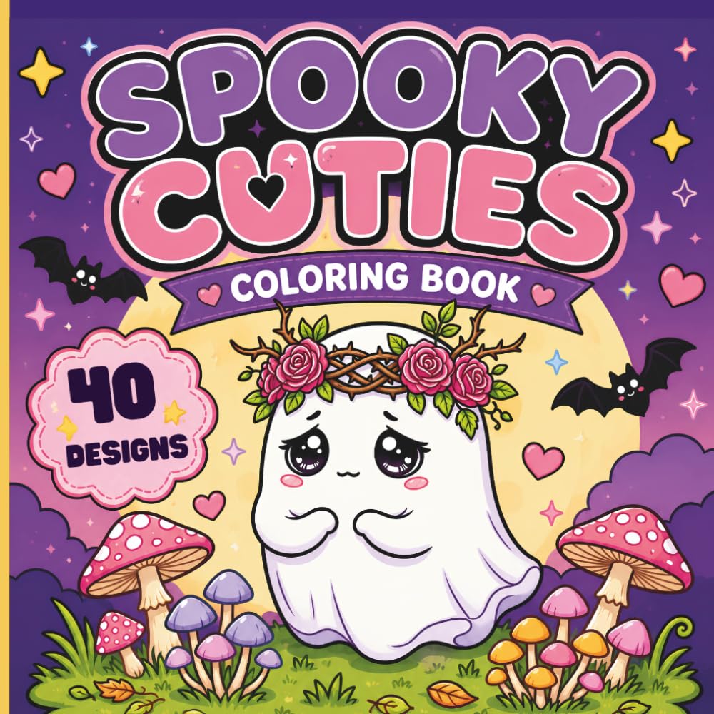 Spooky Cuties Coloring Book for Adults and Teens: Adorable Creepy Cute Coloring Pages Featuring Friendly Ghosts, Gothic Animals, Magical Witches, Haunted Forests and Whimsical Spooky Adventures