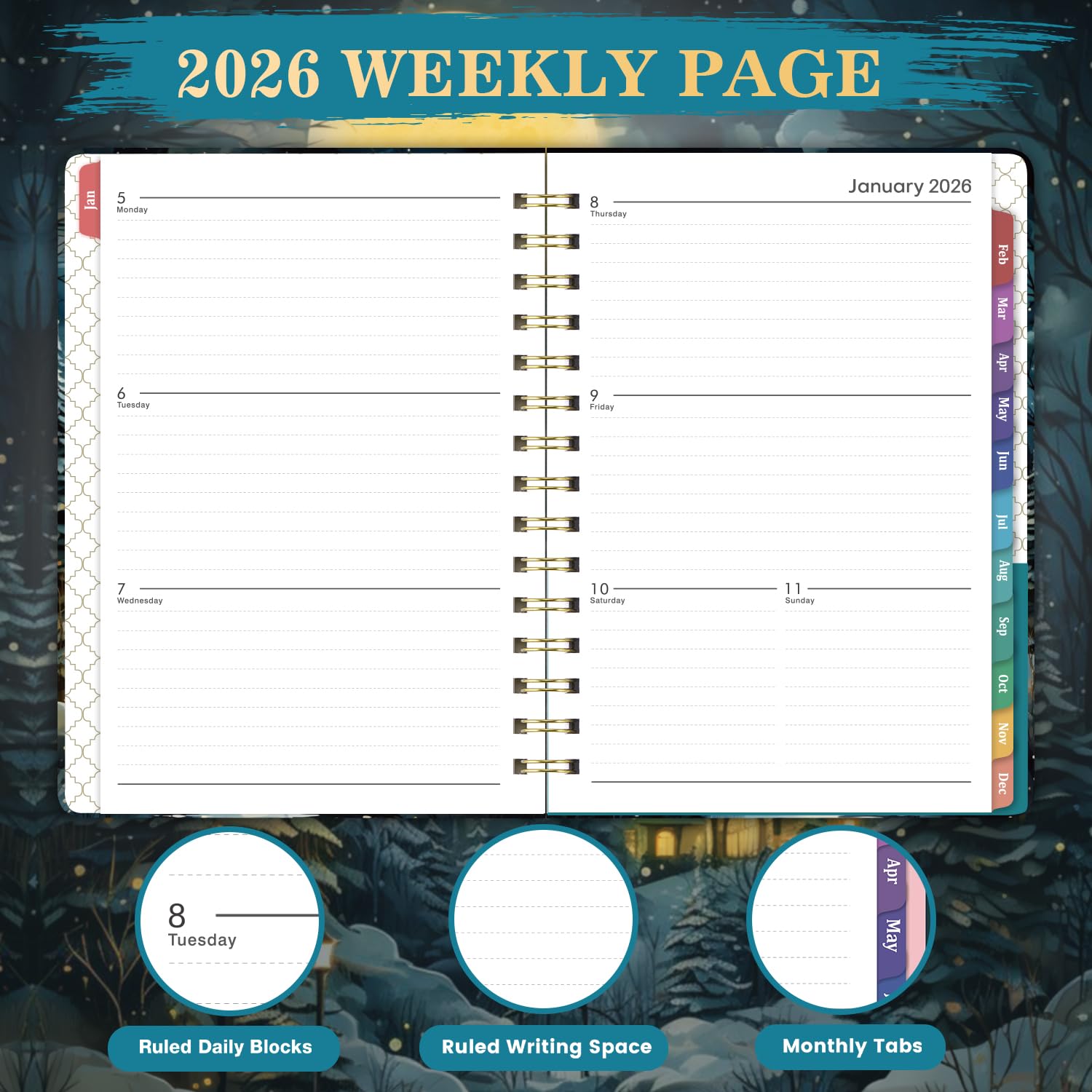 Snapklik.com : 2026 Planner - Jan 2026 - Dec 2026, 6.3" X 8.4", Weekly ...