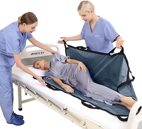 Miniatura 7 de Almohadilla de cama multiusos de 55 x 36 pulgadas con asas reforzadas, sábana para paciente reutilizable y lavable para girar, levantar y Negro