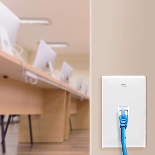 Miniatura 7 de ENERLITES Placa Keystone RJ45 de 1 puerto compatible con Cat7 Cat6 Cat5, para módulos multimedia de voz, datos y audiovideo, 1 banda 4.50 x 2.76