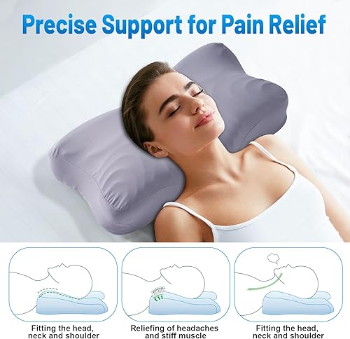 Miniatura 3 de Almohada cervical para aliviar el dolor de cuello, almohada ortopédica de espuma viscoelástica para cama, almohada ortopédica ajustable para dormir,