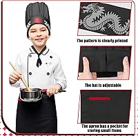 Vista 3 de Hibachi - Conjunto de disfraz de chef y delantal, disfraz de teppanyaki japonés completo profesional con sombrero de chef alto