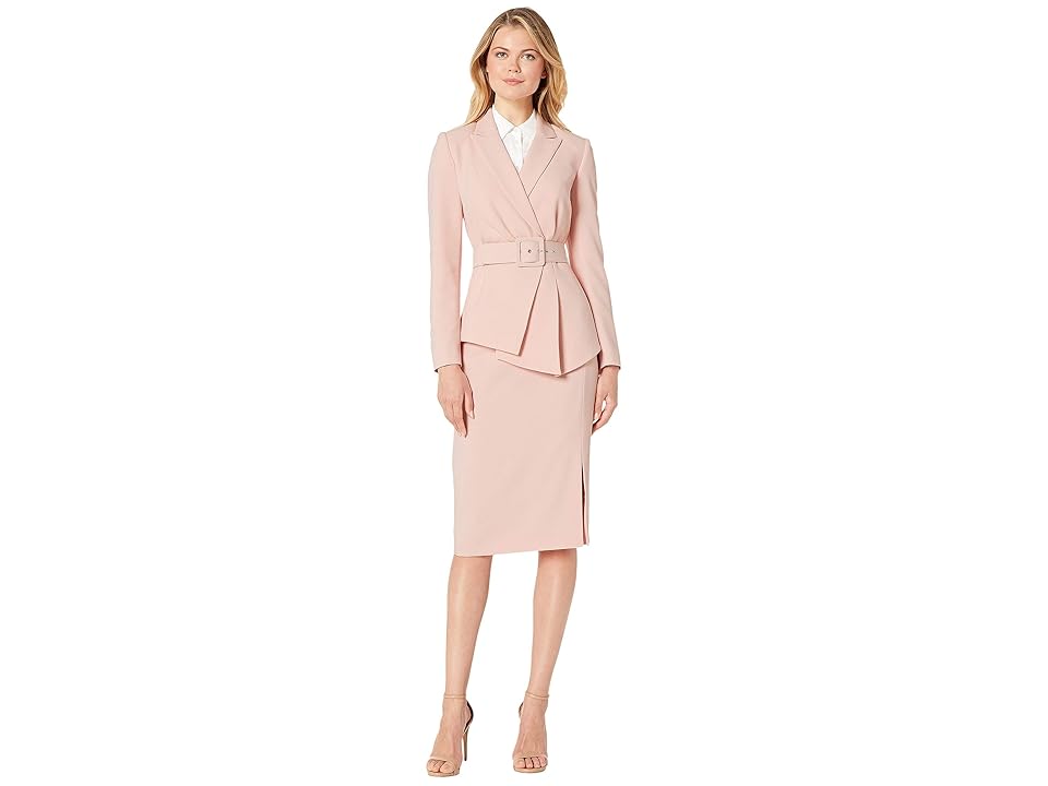 

Tahari by ASL Belted Jacket with Pencil Skirt Set (Rose Pink) Women's Suits Sets