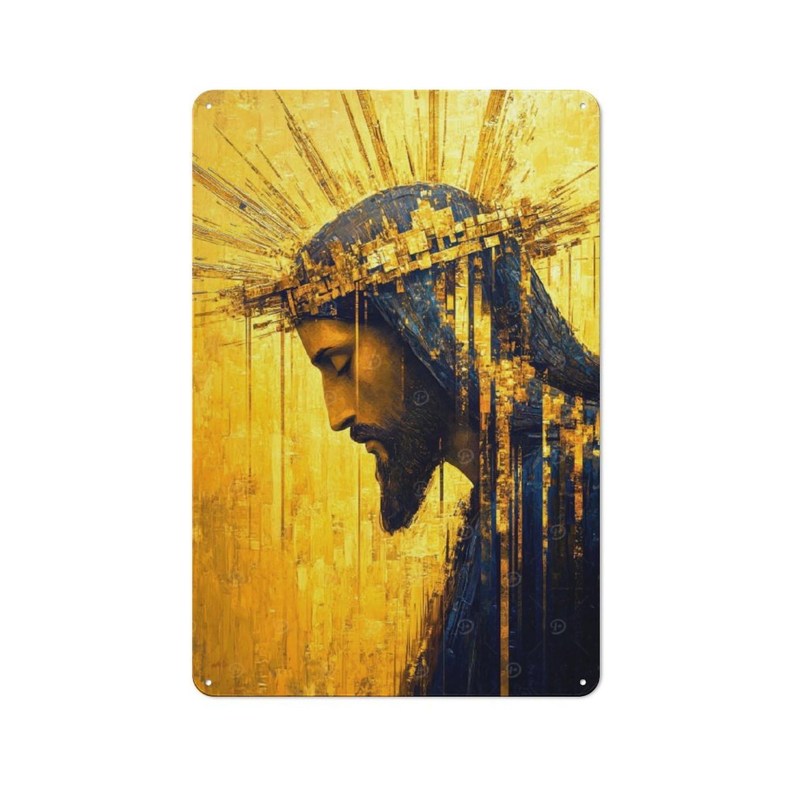Junmoney Crown Of Gold Tin Wall Plaque 30X20cm With For Pub Or Café, With Clear Vintage Wall Decor Character