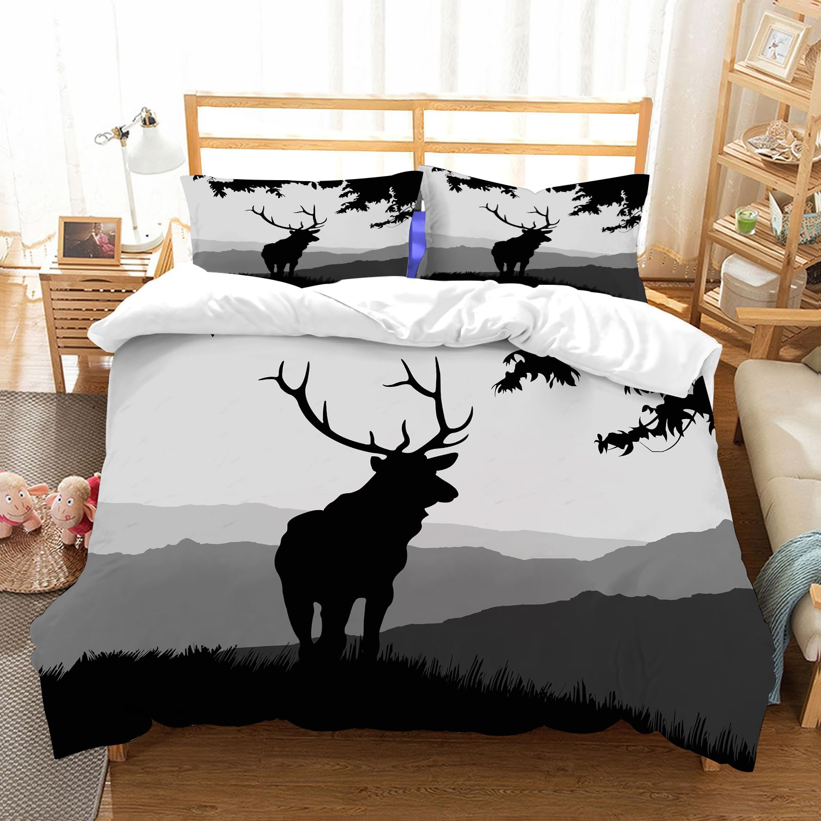 Linge de lit cerf 100% microfibres 178x208cm idéal pour une ambiance de chambre automnale cocooning