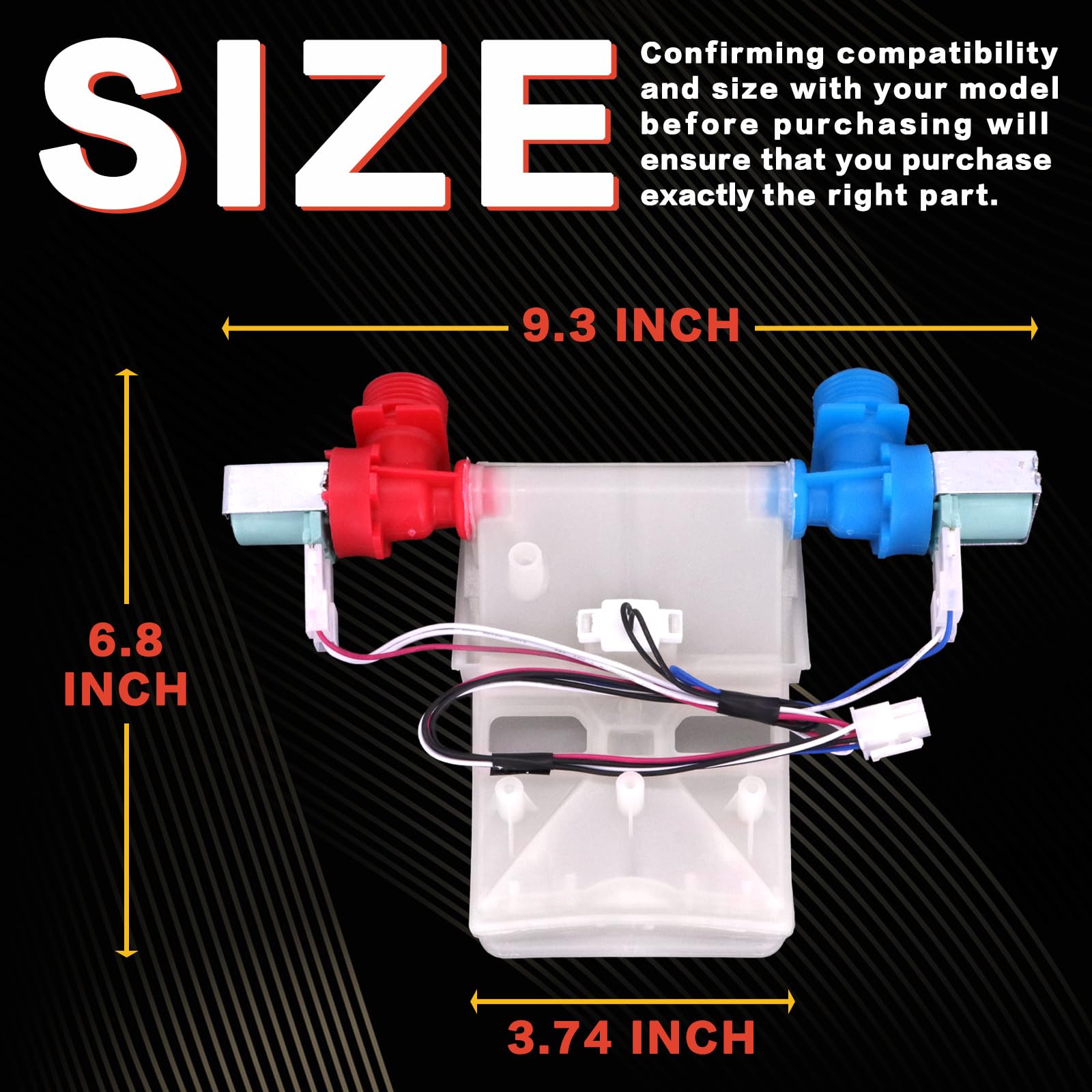 Fetechmate Washer Water Inlet Valve Replacement - Compatible With Whirlpool, Maytag, Crosley Washing Machines (Replaces W11210459, W10869799)