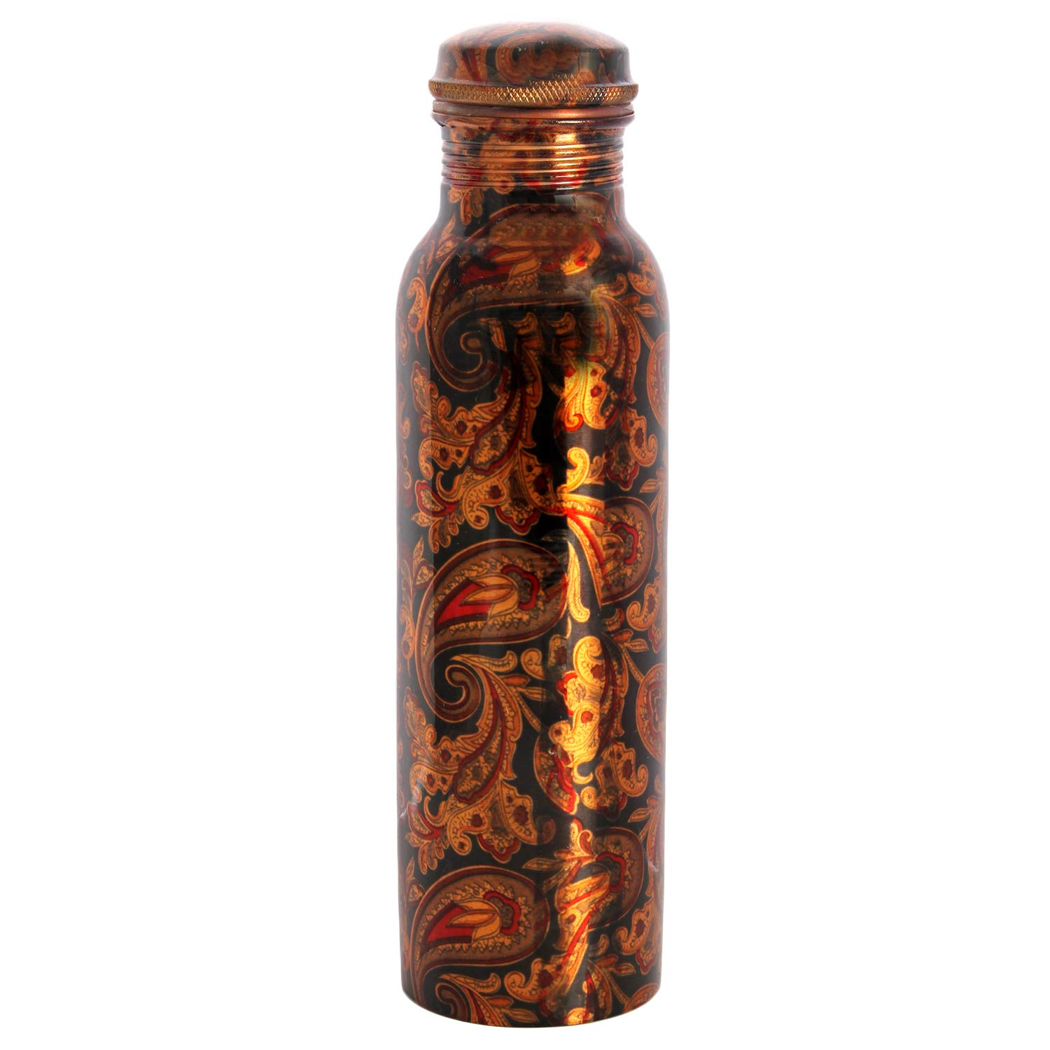 Craftfox Pure Copper Bottle,Printed Engraved & Antique Design, No Joint