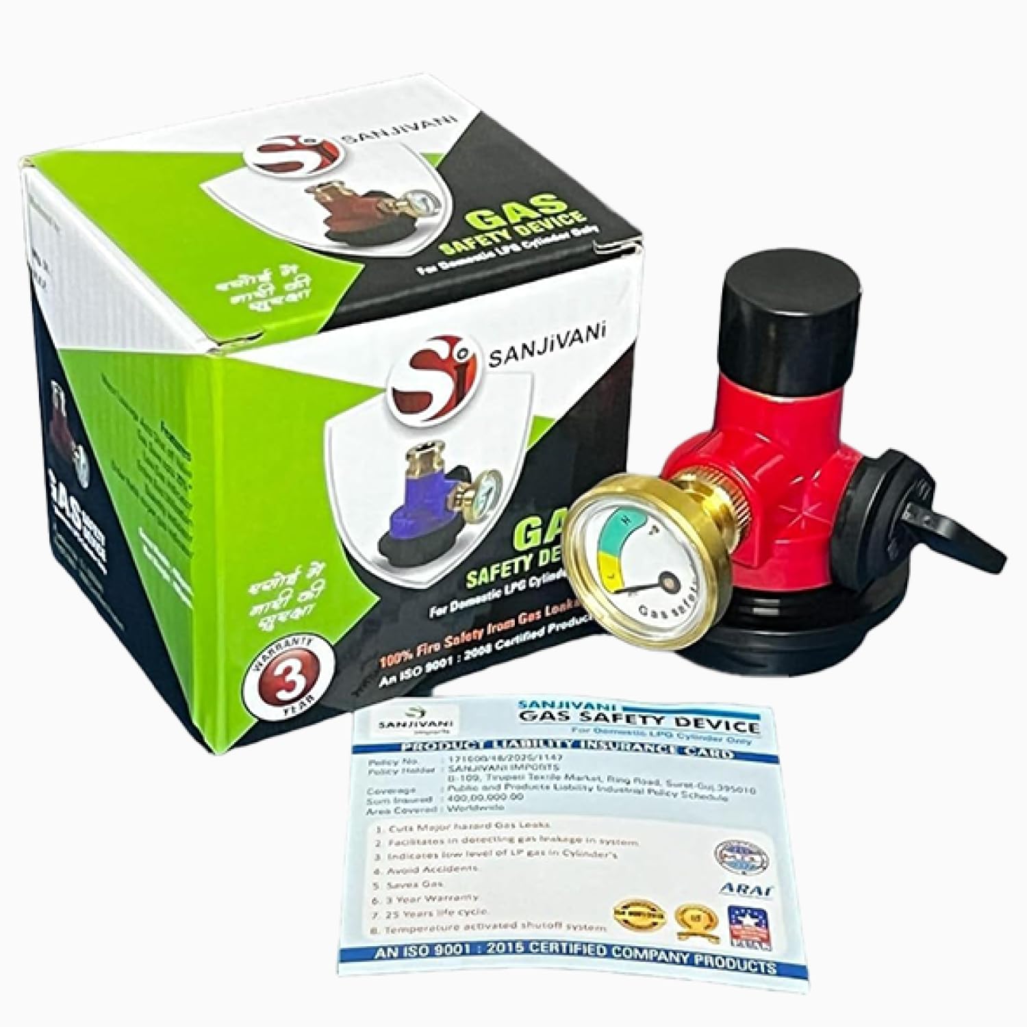 SANJIVANI IMPORTS Gas Leakage and Gas Saving Safety Device for All LPG Gas Cylinder | 100% Auto Cut Off - 3 Year Warranty | Fire Safety from Leakage