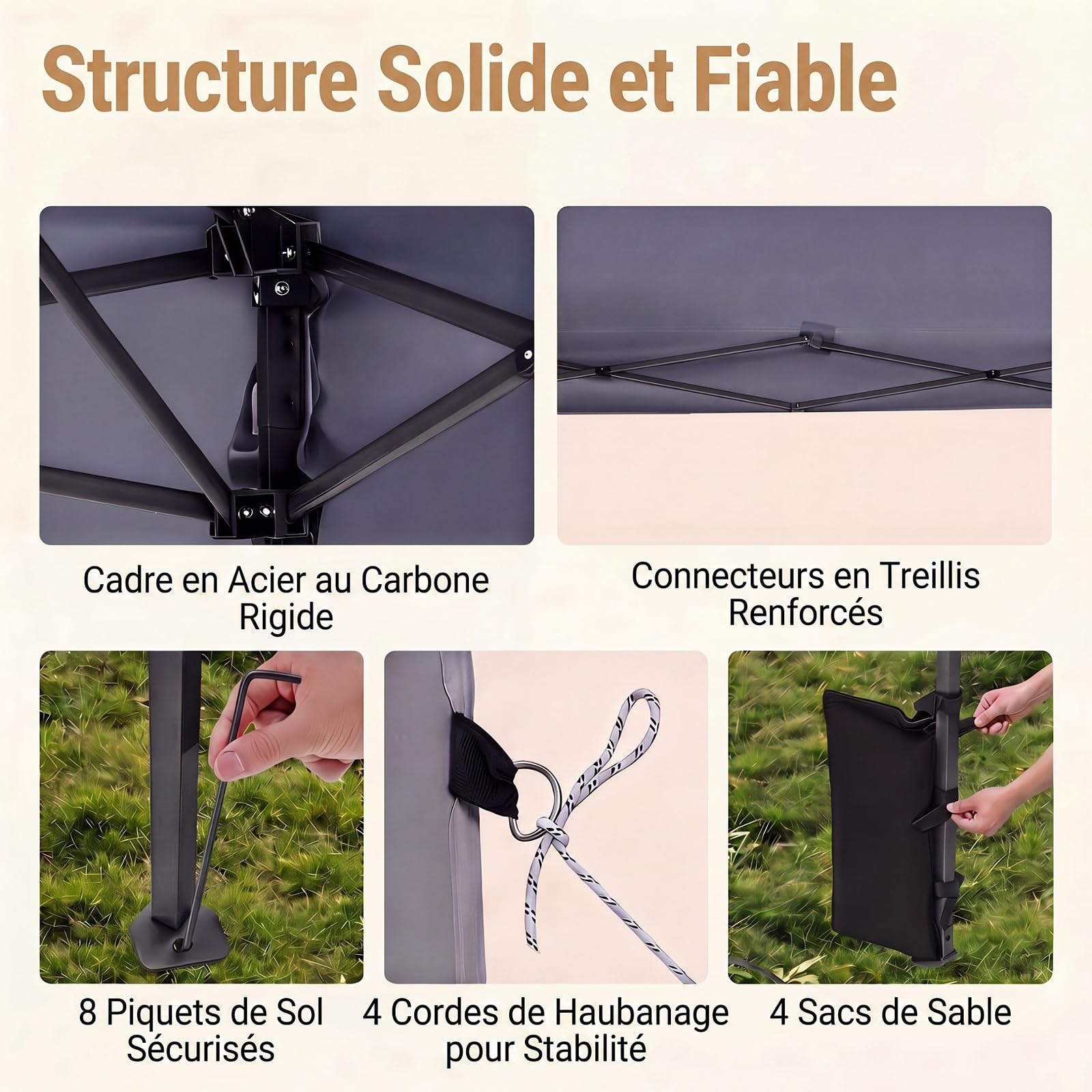 RELAX4LIFE Tonnelle Pliante 3x3 Imperméable, Barnum Pliant Facile à Monter, Protection Solaire UPF50+, Tissu Oxford Argenté, Cadre Métallque, Sac Inclus, Gazebo 3x3 pour Terrasse Marché Camping (Noir)