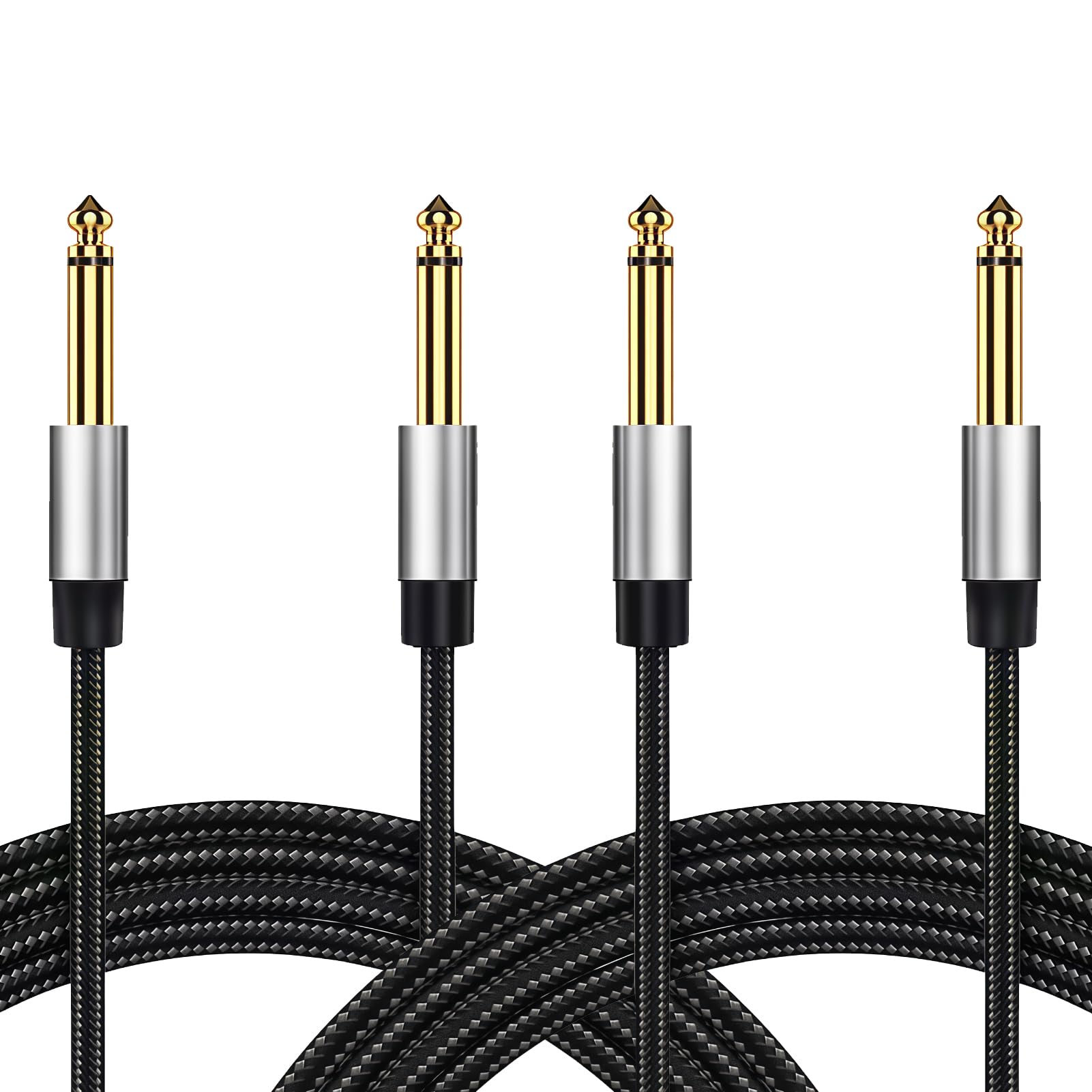 AHRLIC 2-Pack 1/4 Inch Guitar Cables, 6.35mm Straight Instrument TS Jack Cables (2m) with Oxygen-Free Copper & Braided Nylon