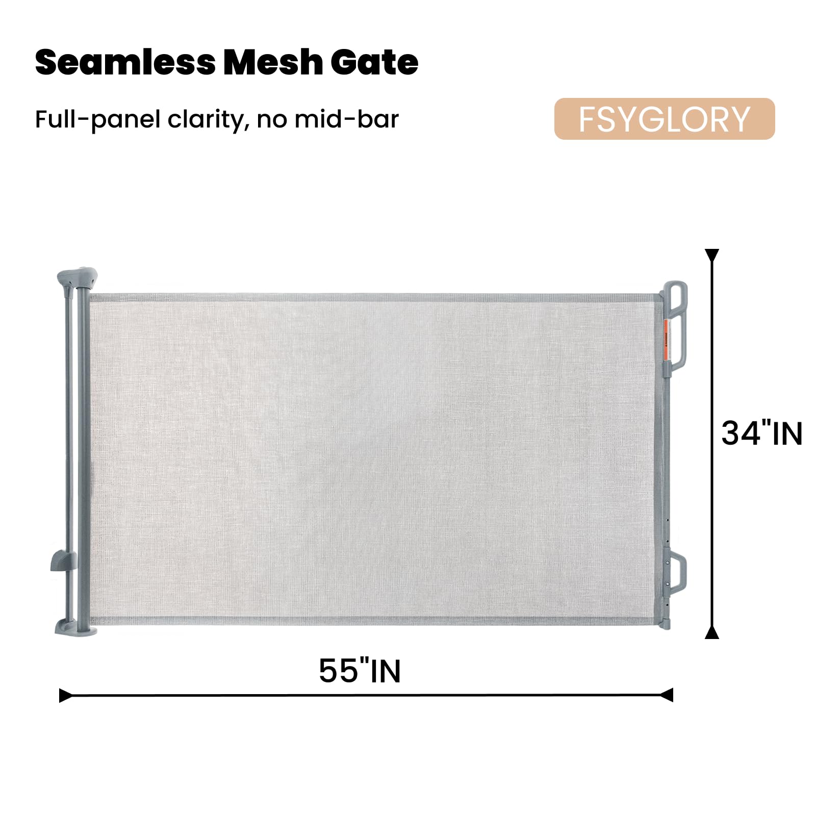 Porte de sécurité pour bébé rétractable/Porte en Filet pour Chien, Convient pour Une Utilisation intérieure et extérieure, s'étend jusqu'à 55" de Large, Gris (Gray, Le Standard)