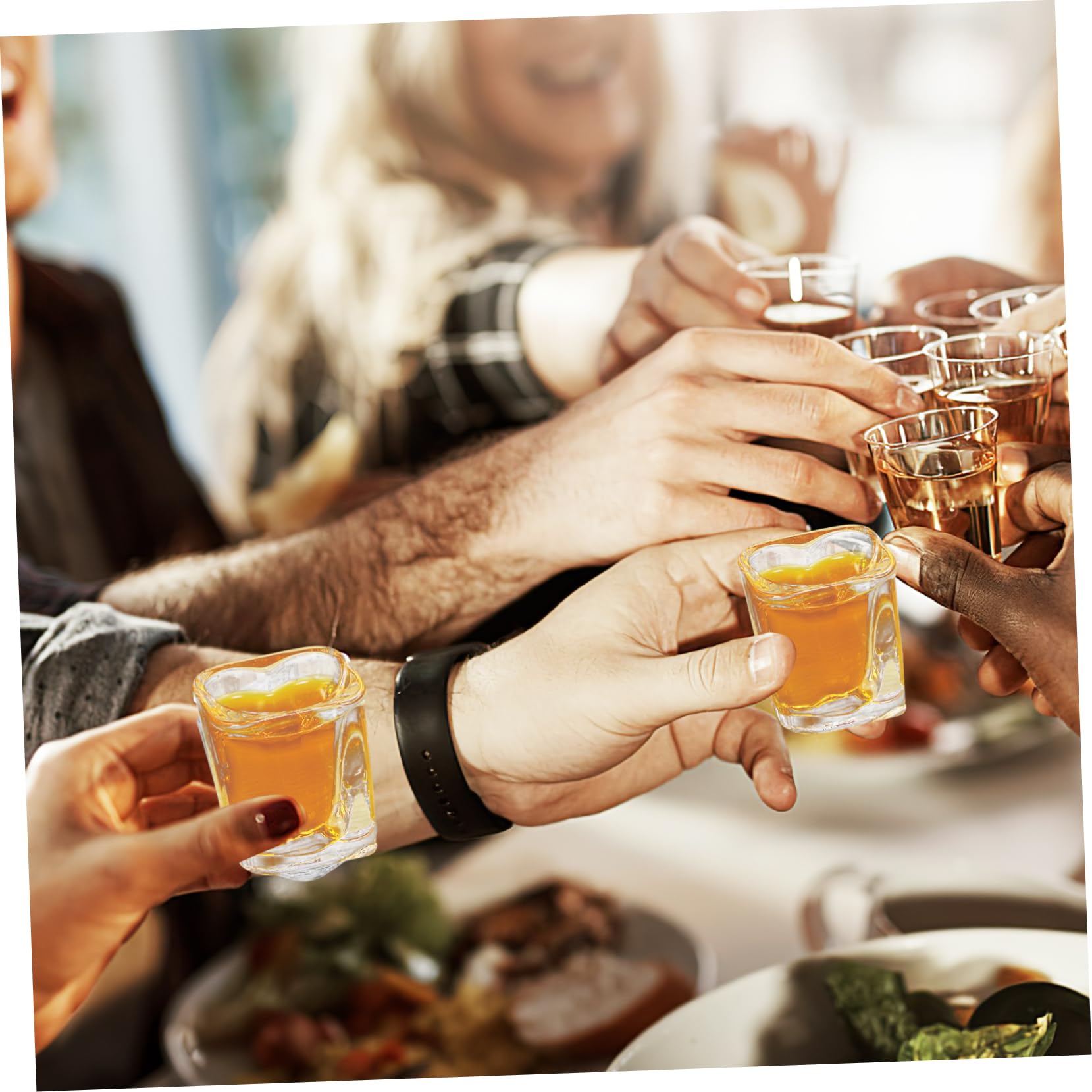 6pièces Lot de Verres à Shot Forme de Cœur Verre à Cocktail pour Fêtes