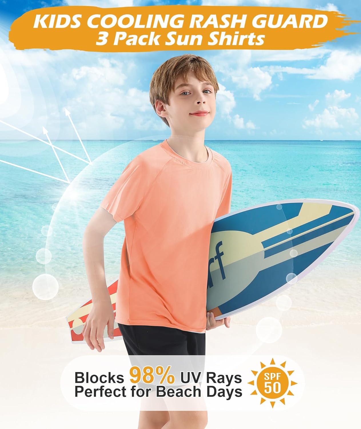 Camisa de natação infantil FPS 50+ Rash Guard manga curta pacote com 3 camisetas juvenis proteção solar UV FPS pesca aquática 5-18 anos em promoção! Veja a oferta e mais achadinhos de Moda praia infantil 9 Hoje é o melhor dia para comprar Camisa de natação infantil FPS 50+ Rash Guard manga curta pacote com 3 camisetas juvenis proteção solar UV FPS pesca aquática 5-18 anos com aquele preço maroto! Promoção! Aproveite a oferta! 9