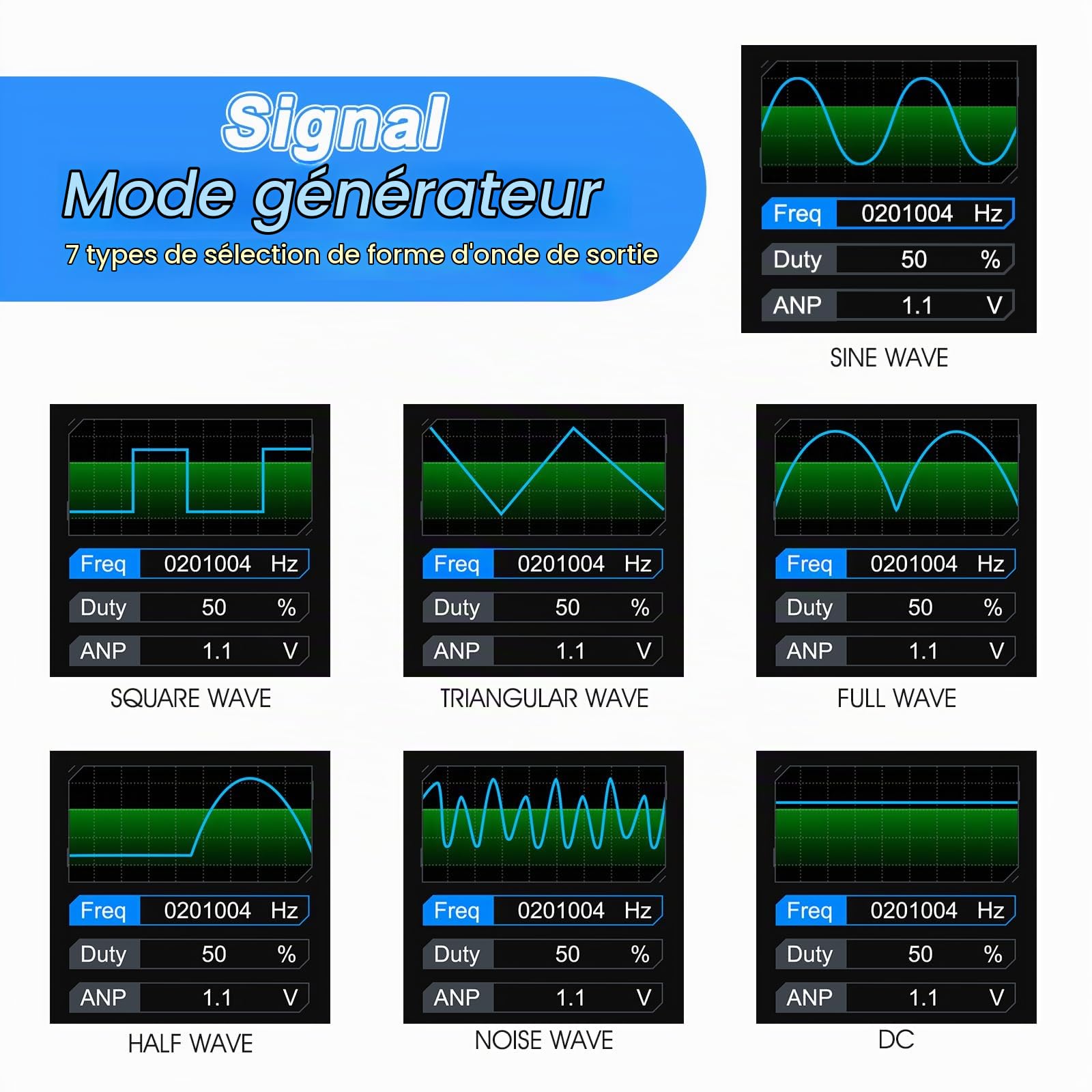 Oscilloscope, Kit Numérique Multimètre 3 en 1 Oscilloscope USB 2 canaux, Bande Passante de 10 MHz, Taux D'échantillonnage de 50 Msa/s, 10000 Points, Tension, Condensateur, Résistance, Diode