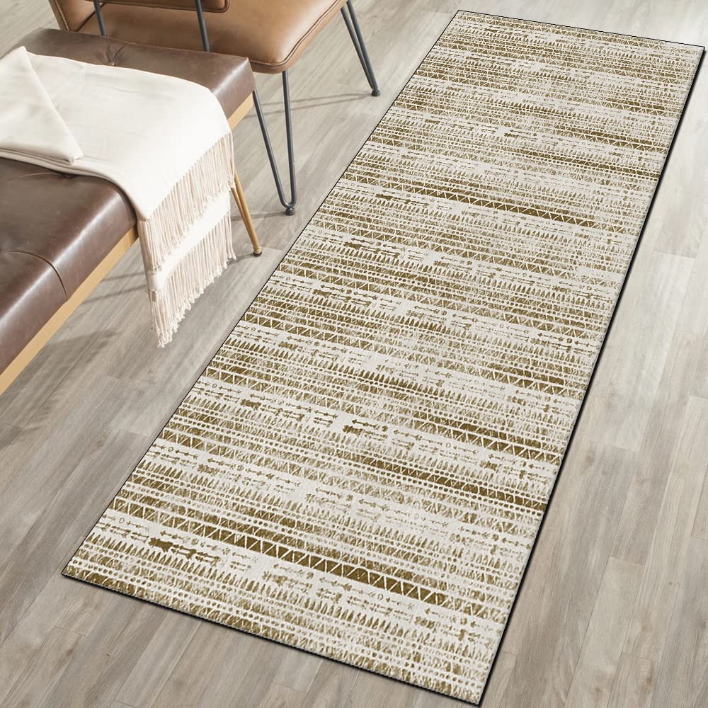 Dywan do korytarza, dywan 100 x 350 cm, szary, brązowy, boho, dywan, mata, antypoślizgowy, zmywalny, chodnik do kuchni, sypialni, przedpokoju, schodów, drzwi, możliwość personalizacji