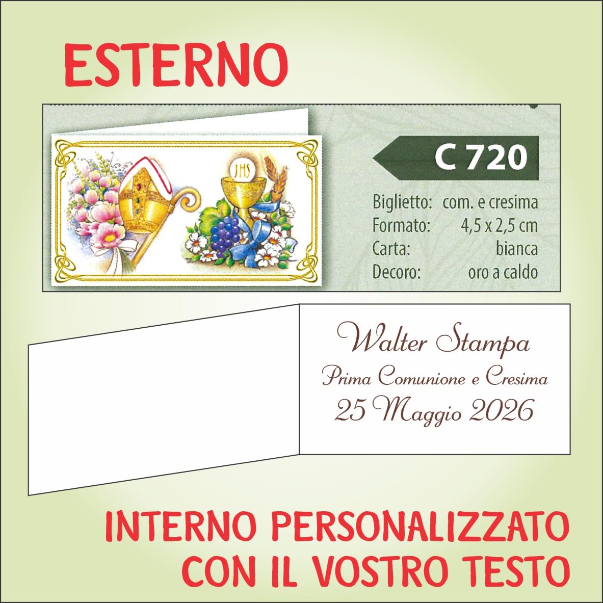 Generico 100 bigliettini per bomboniera Celebrazione CRESIMA Biglietti bomboniere bigliettino cresima | Vari Modelli e Colori (Orchidee e Colomba