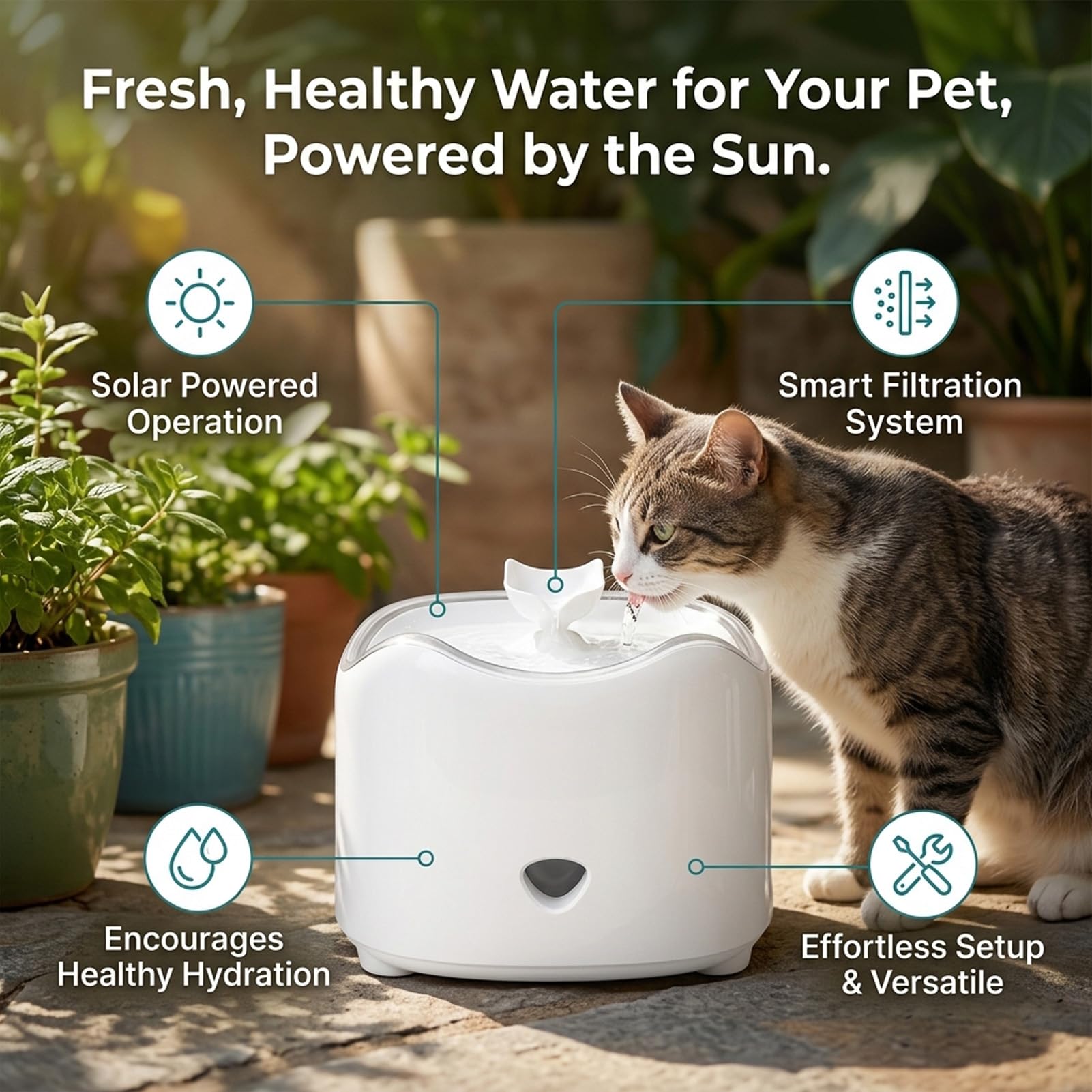 Fontanella Solare per Animali Domestici per Giardino Esterno