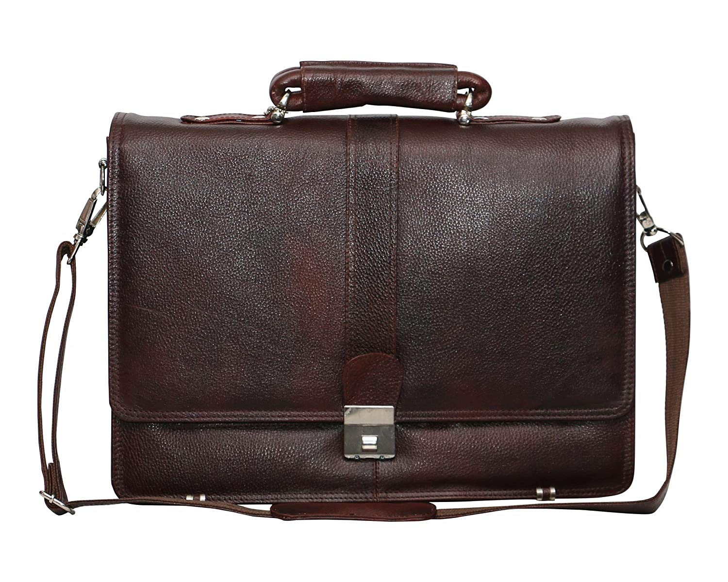 C COMFORT Genuine Leather Center Strap Single Handle Business Bag