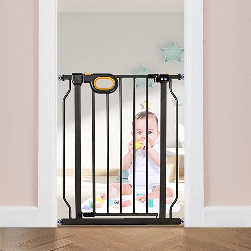Miniatura 19 de owlie Puerta para bebés de interior de 75 a 85 pulgadas, puerta de seguridad extra ancha para perros, puerta de escalera grande, puertas ajustables