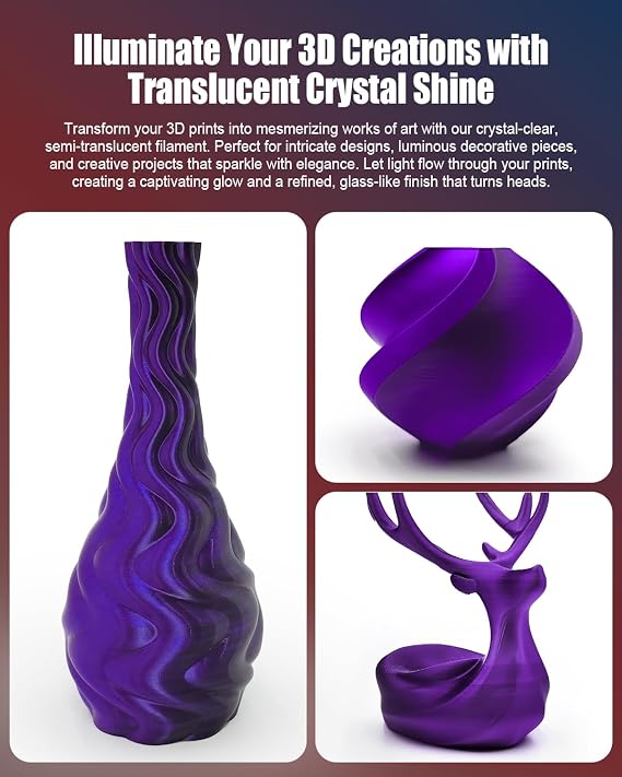 PLA Filament,1.75mm,1KG Roll,Ideal for Decorative 3D Printing,FDM Compatible (Black & Purple)