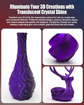 PLA Filament,1.75mm,1KG Roll,Ideal for Decorative 3D Printing,FDM Compatible (Black & Purple)