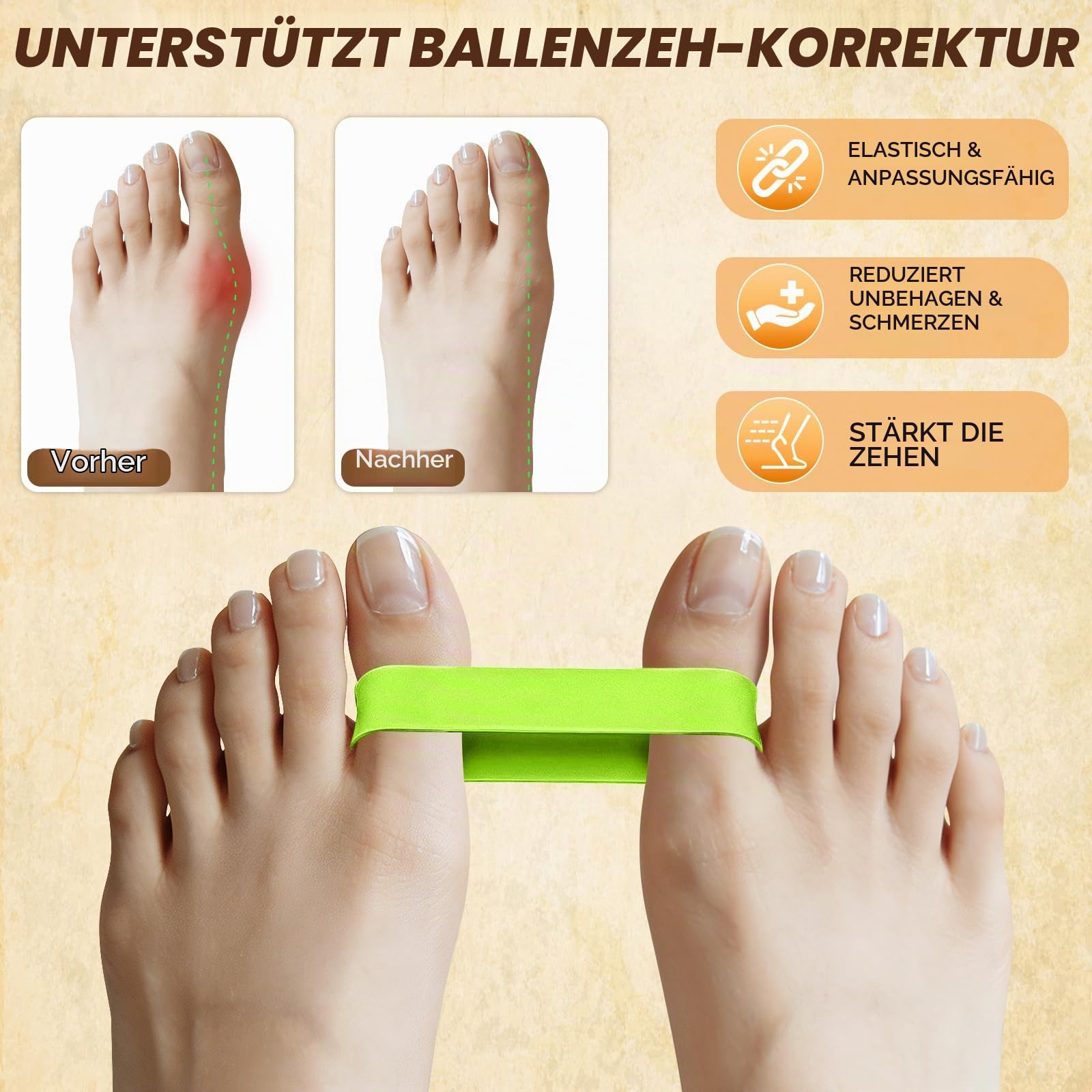 Kork Balance Board | Sprunggelenk-Stabilitätstrainer mit strukturierter Naturkorkoberfläche und Widerstandsband – zur Schmerzlinderung am Fuß und Stärkung der Sprunggelenke | Balance-Trainer