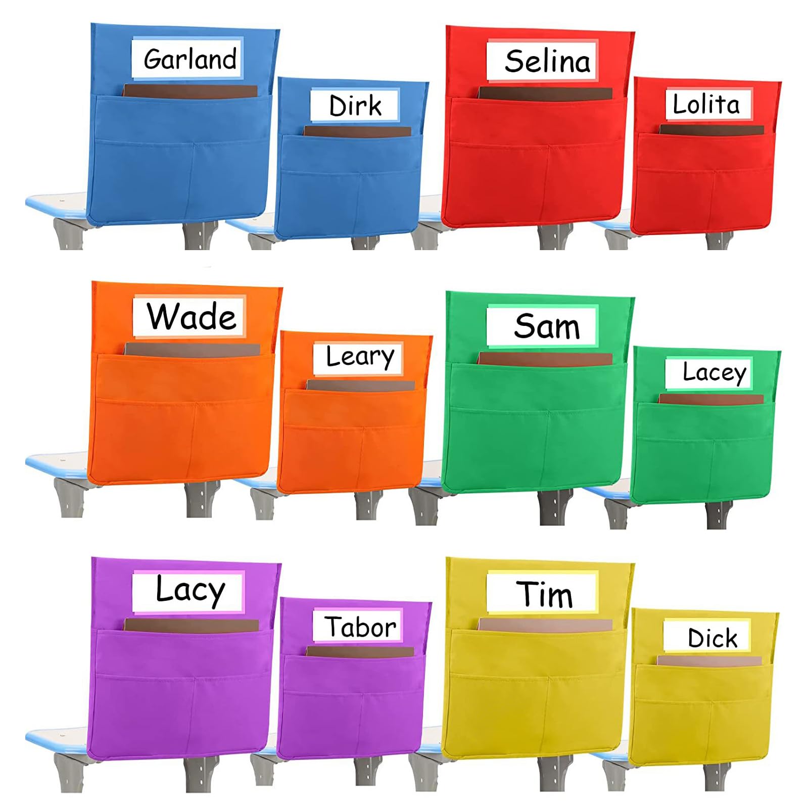 Sedia Buddy Tasca Portaoggetti, 12 Pezzi Schienale per Sedia Organizer Grafico, Tabella delle Tasche dello Schienale con 3 Tasche e Scomparto per Nome, Organizer per Sedile Posteriore