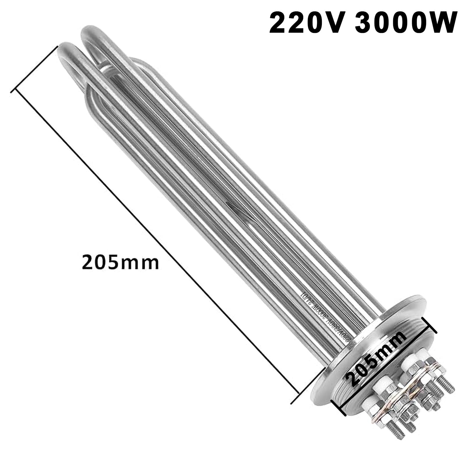 DERNORD Heizstab 220V 3000W 2 Zoll Heizelement 3U Typ Wasserwärmer BSP Edelstahl Flansch