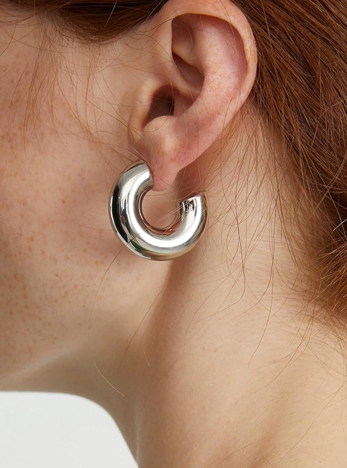 CONRAN KREMIX Waterproof Chunky Gold Hoops Earrings for Women Non Tarnish, Thick Gold Plated Circle Open Hoop,Lightweight Hollow Earrings Trendy - Image 5