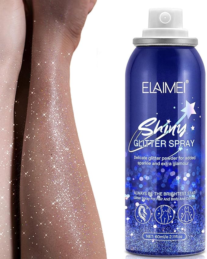 Hearthxy Glitzerspray, Body Glitter Mist Spray Schimmernder Puder, 60