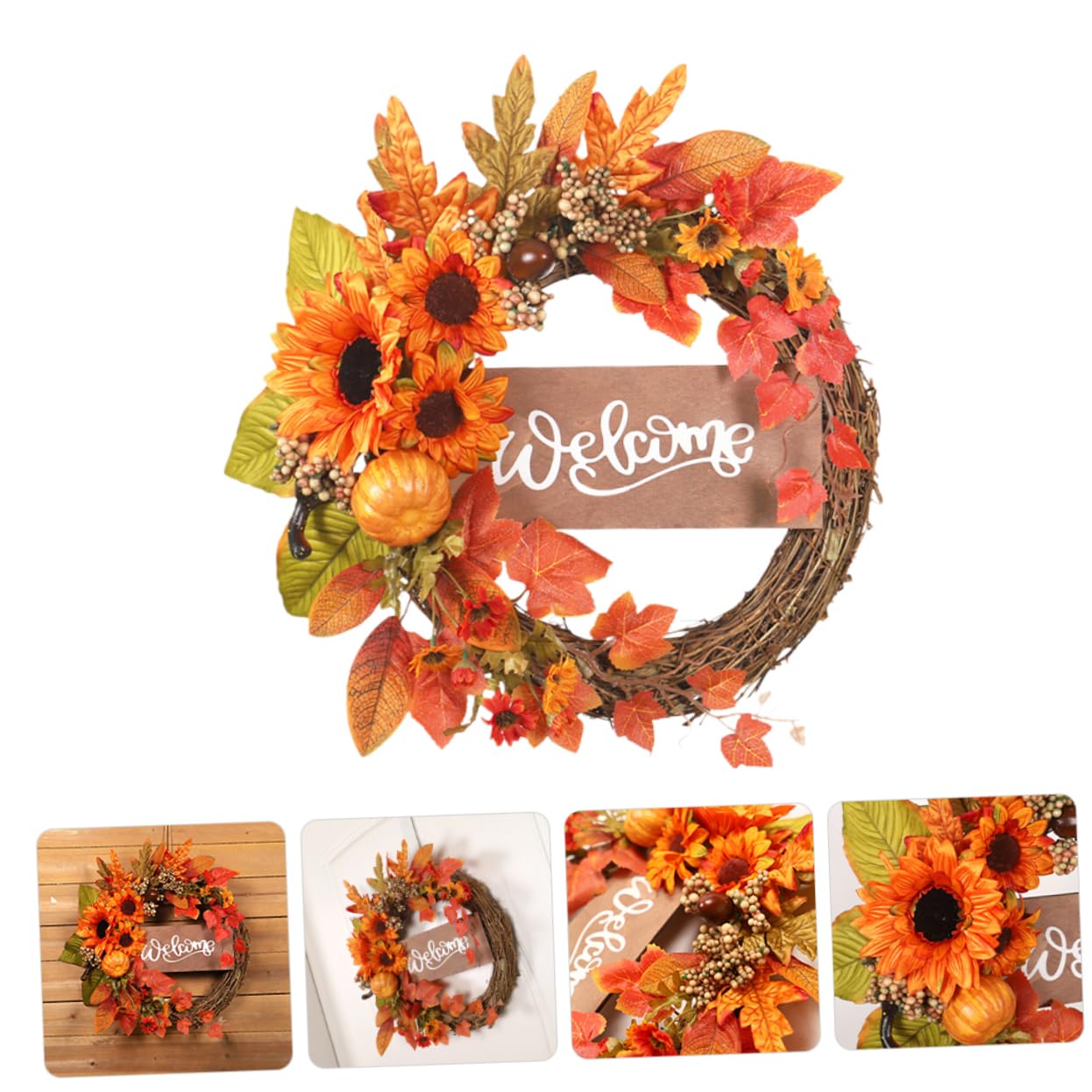 Sonnenblumen Herbstkranz für Türdekoration, Orange