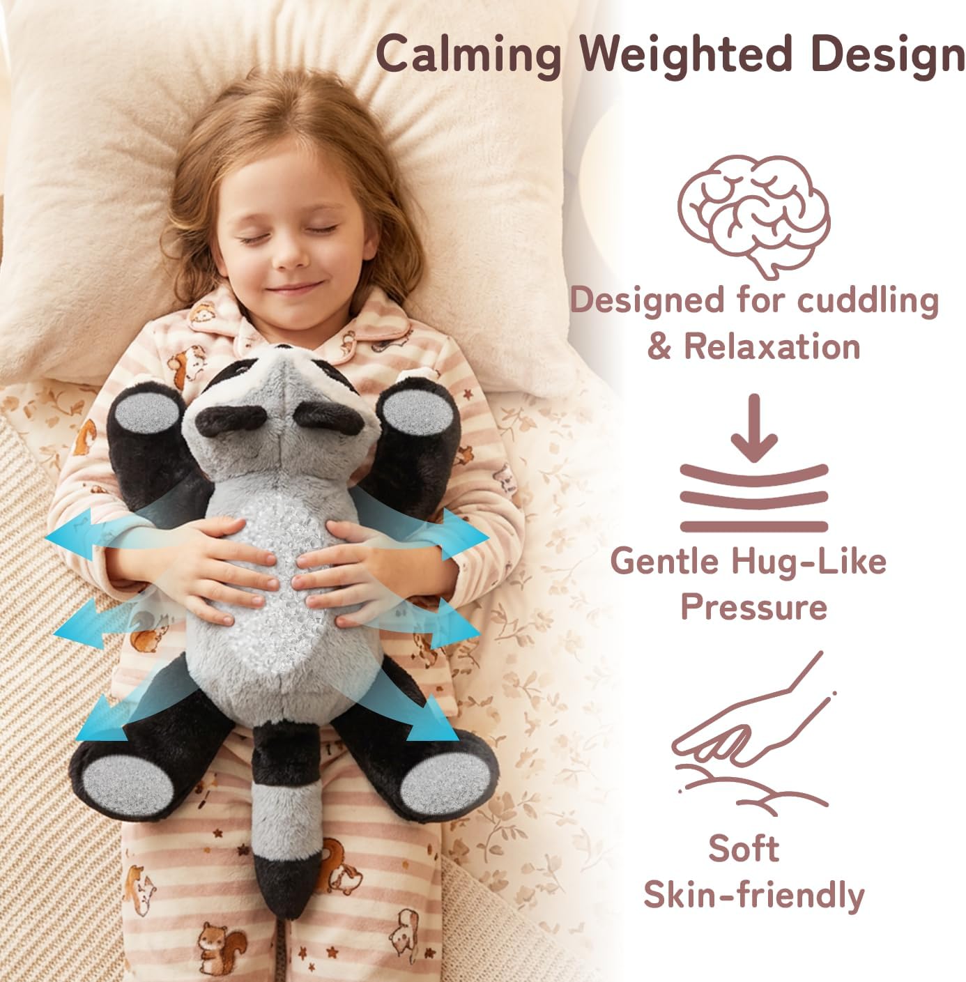 Niuniu Daddy 24" 5lb Raccoon Weighted Stuffed Animal forKids and Adults, Soft Sensory Plush Body Pillow for Calming Support, Large Animal Toy for Everyday Comfort