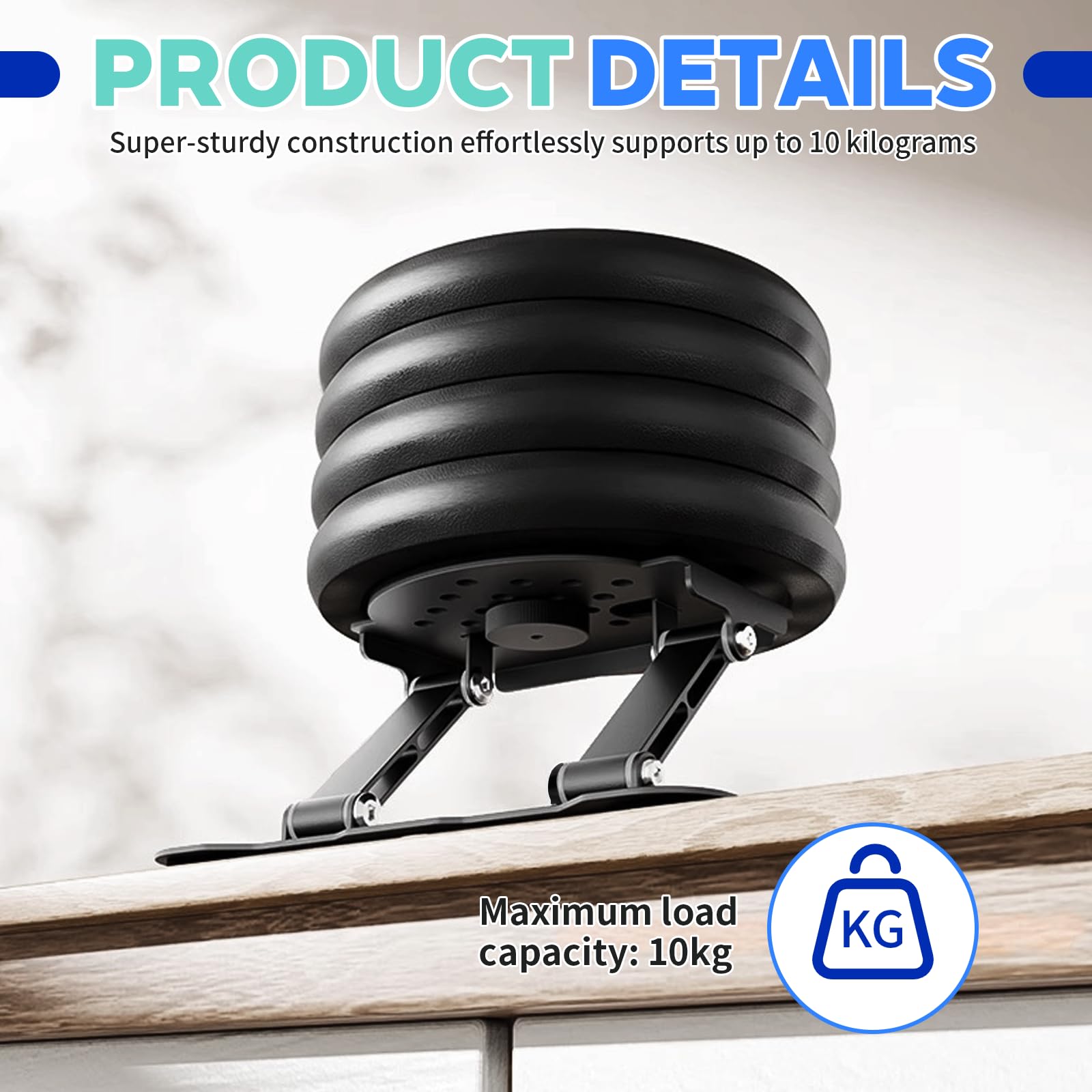 Supporto Proiettore, Supporto Proiettore a Soffitto Universale Regolabile 180°, Supporto Parete Pieghevole in Metallo con Portata Fino a 10kg per Home Cinema, Ufficio, Sala Giochi