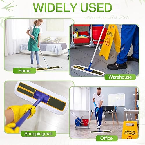 Miniatura 7 de Maxdot Paquete de 3 cabezales de repuesto para trapeador de polvo de 36 pulgadas para limpieza de suelos, microfibra comercial industrial comercial